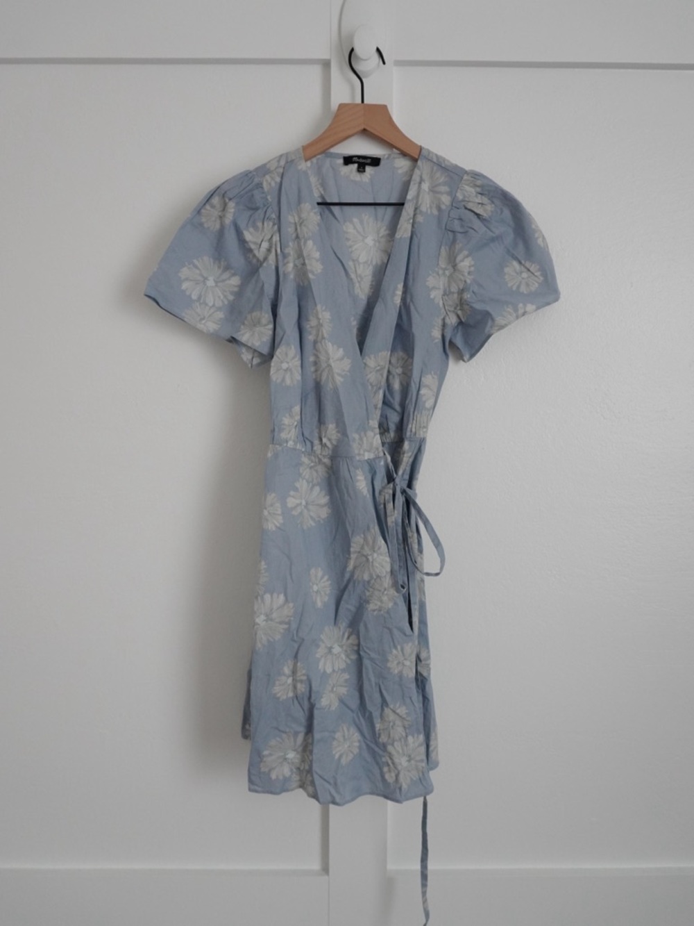Madewell Blue Floral Wrap Mini Dress